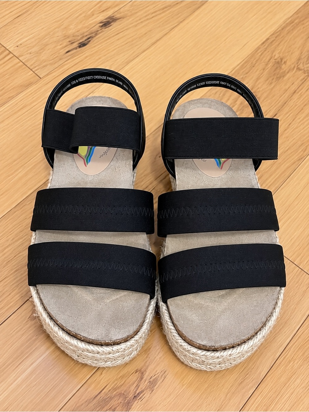Maui Island Black Espadrille Platform Sandals Size 6